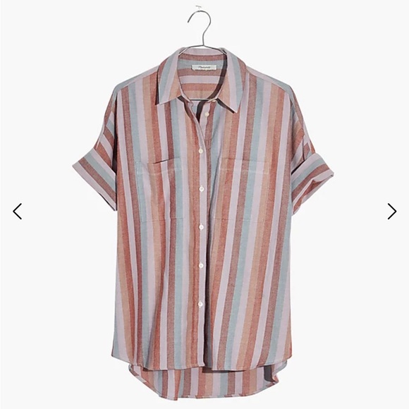 Madewell flannel courier XS sunrise stripe button up top - Picture 5 of 5